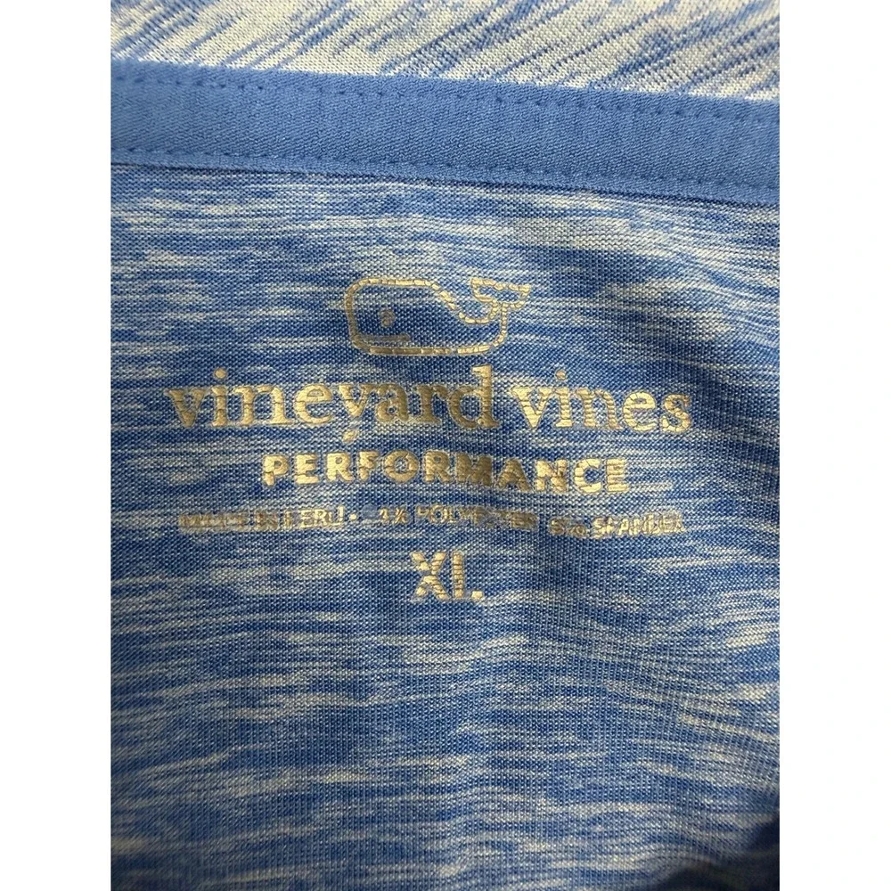 Vineyard Vines Performance Shirt Mens XL Blue Heather Long Sleeve Whale Logo